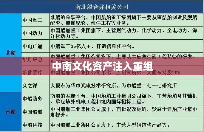 中南文化资产注入重组