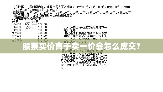股票买价高于卖一价会怎么成交？
