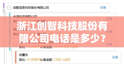 浙江创智科技股份有限公司电话是多少？