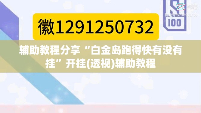 辅助教程分享“白金岛跑得快有没有挂”开挂(透视)辅助教程