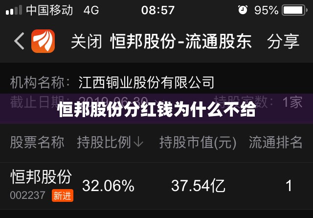 恒邦股份分红钱为什么不给 恒邦股份分红钱为什么不给