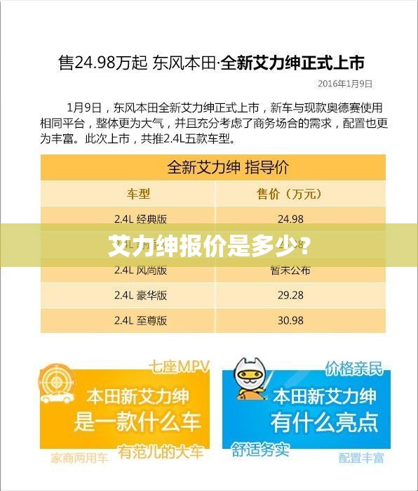 艾力绅报价是多少？