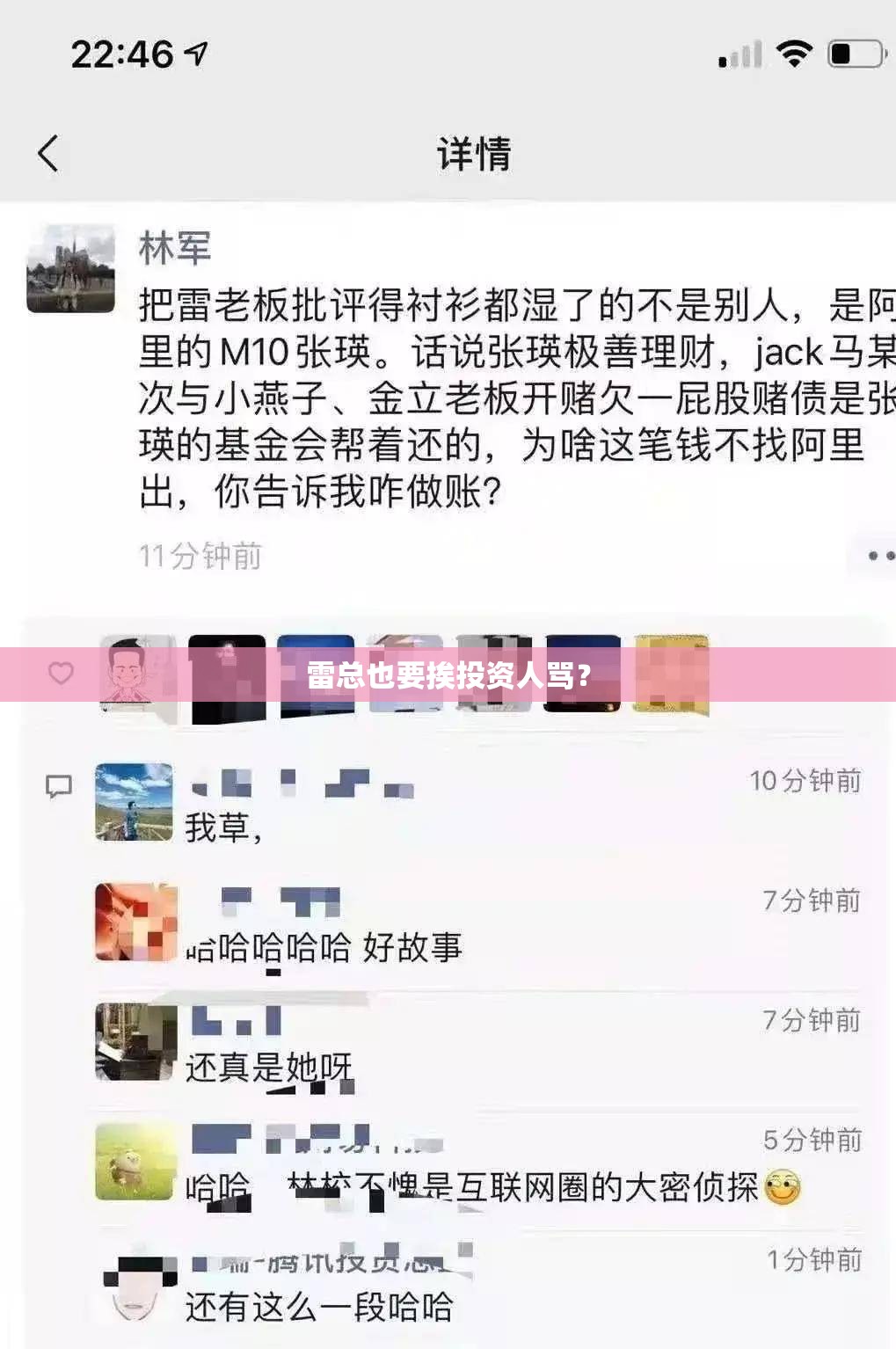 雷总也要挨投资人骂？