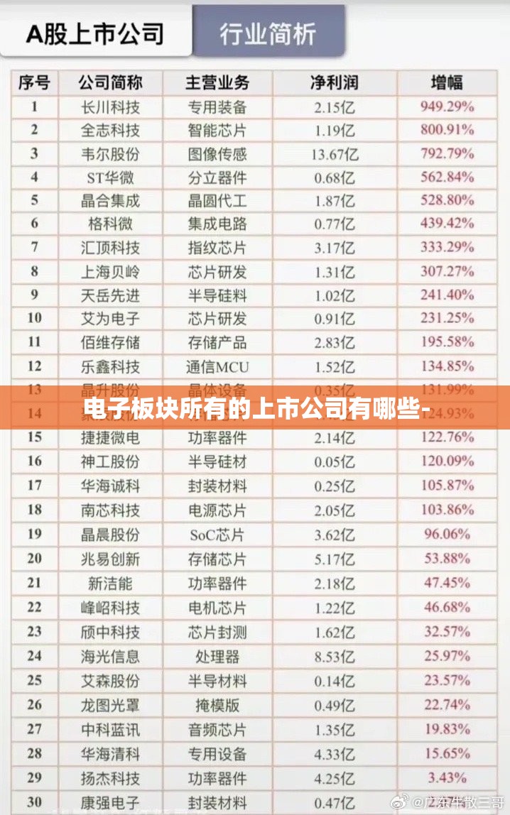 电子板块所有的上市公司有哪些-